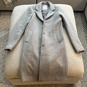 Abercrombie & Fitch Light Grey Wool Blend Dad Coat